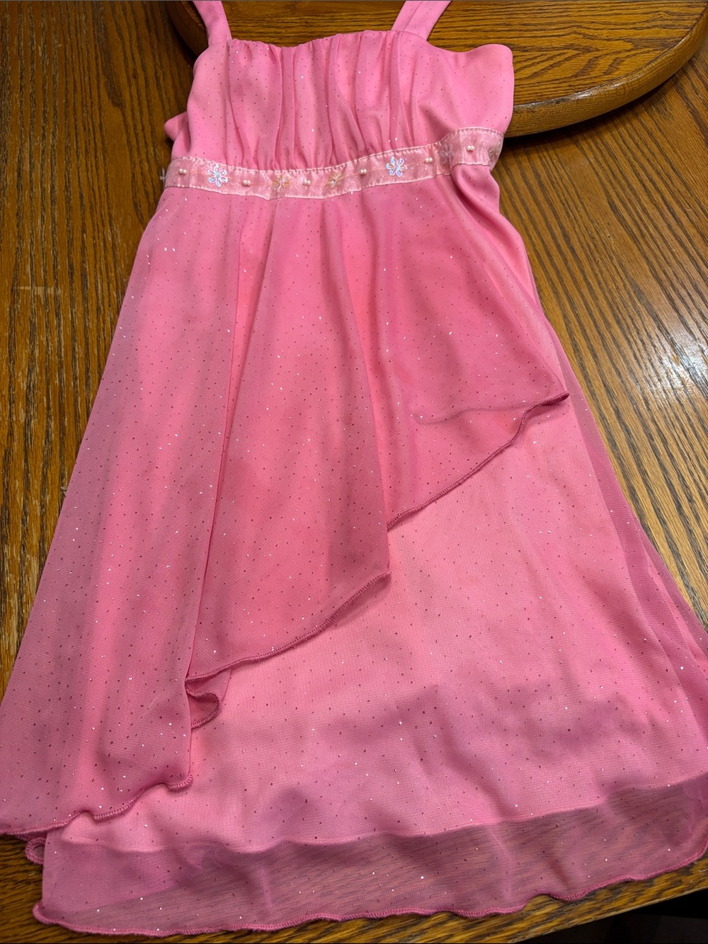 Girls Pink Sparkle Layered Dress